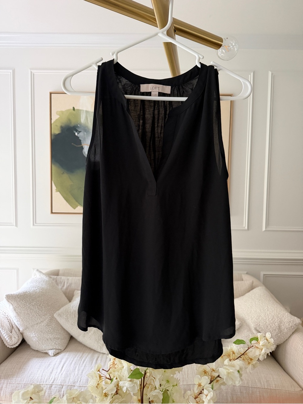LOFT Black Sleeveless V-Neck Camisole